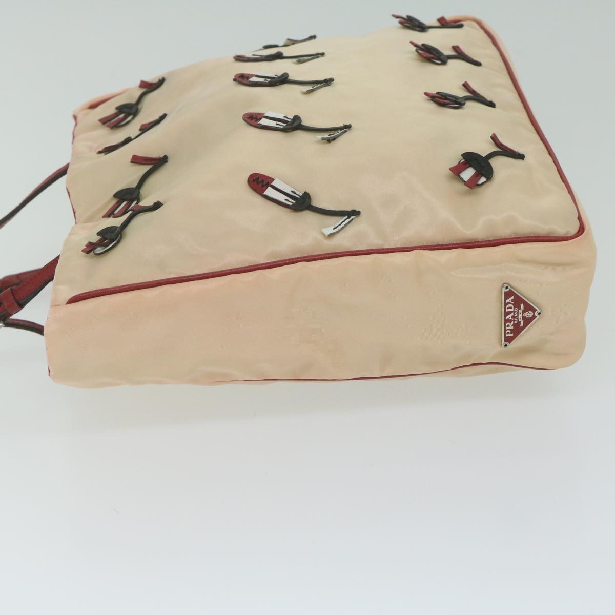 PRADA Hand Bag Nylon Beige hk1027