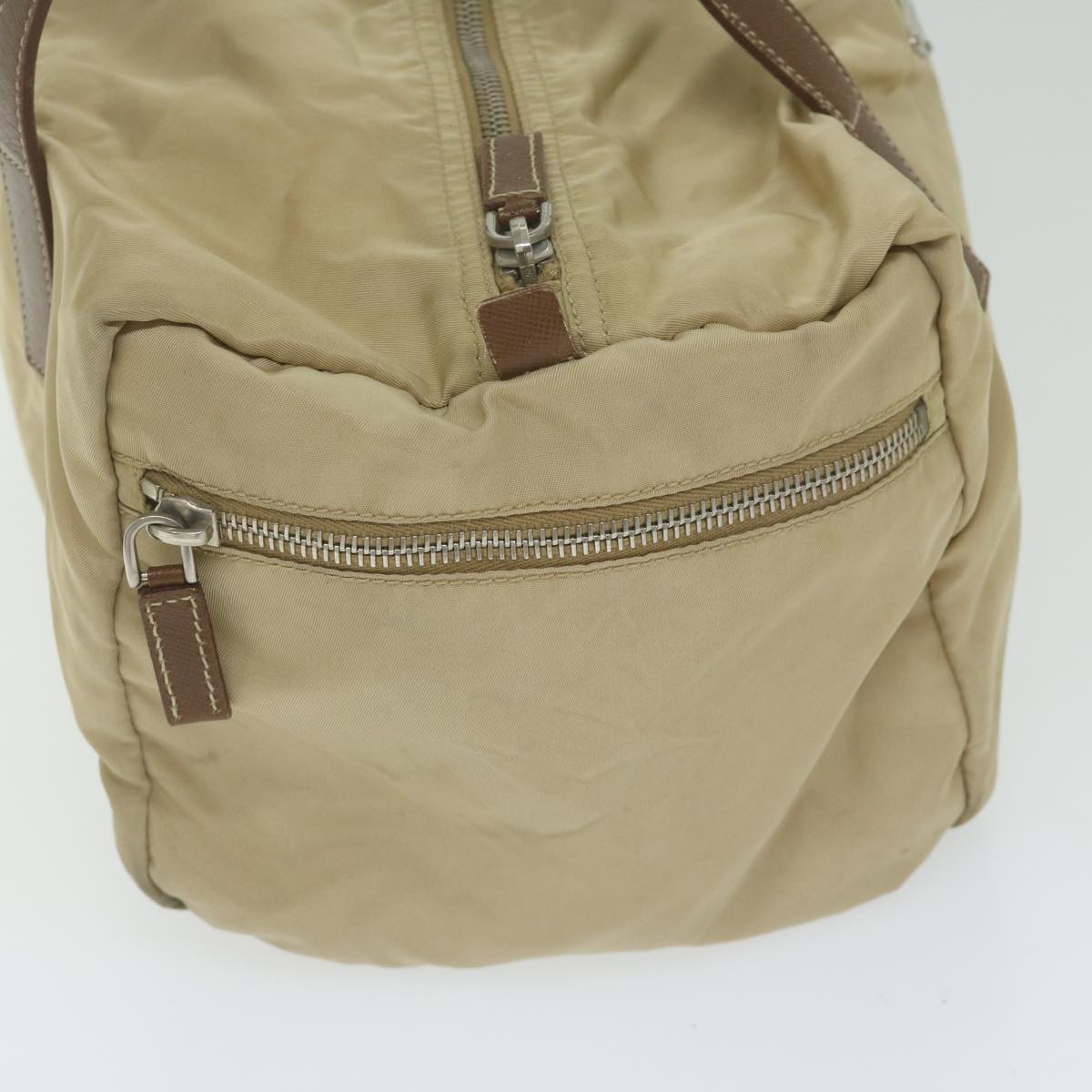 PRADA Hand Bag Nylon Beige hk1030