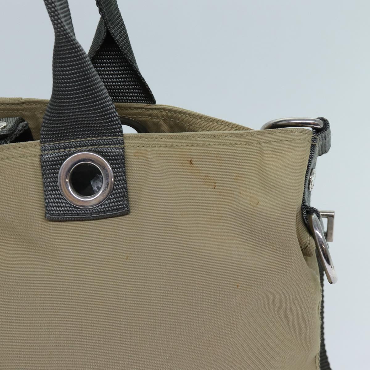 PRADA Tote Bag Canvas 2way Beige hk1257