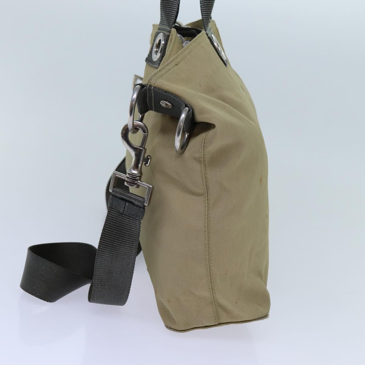 PRADA Tote Bag Canvas 2way Beige hk1257
