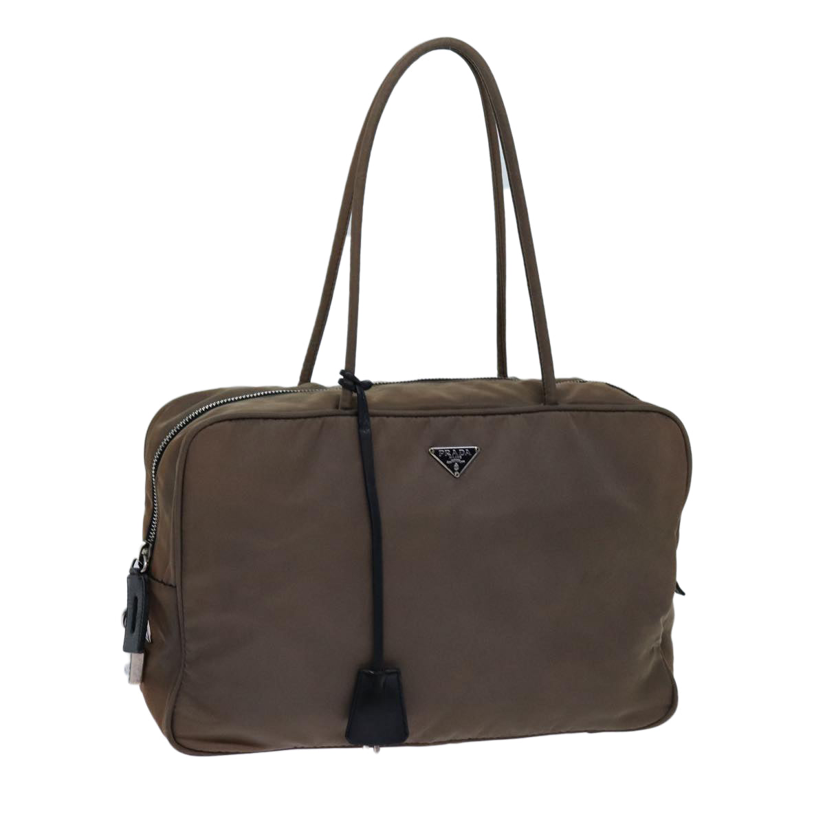 PRADA Hand Bag Nylon Beige hk1258