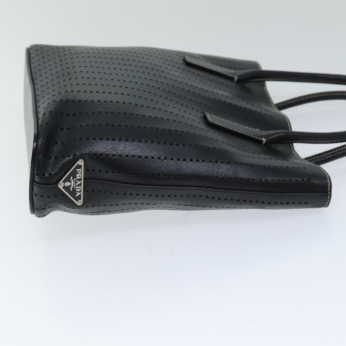 PRADA Hand Bag Leather Black hk1316