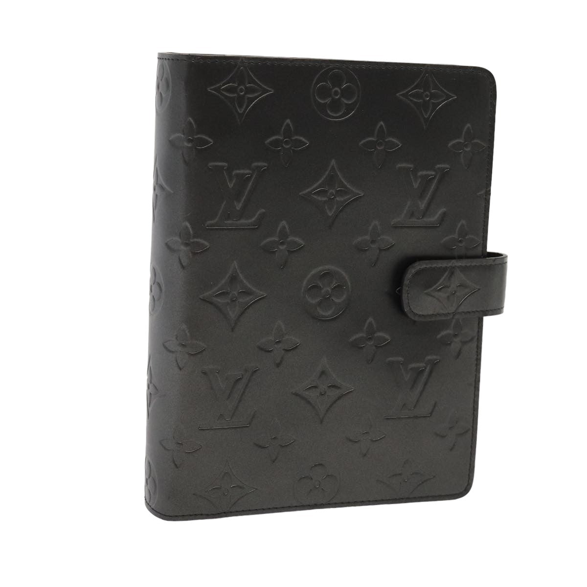 LOUIS VUITTON Monogram Mat Agenda MM Day Planner Cover Black R20925 hk1356