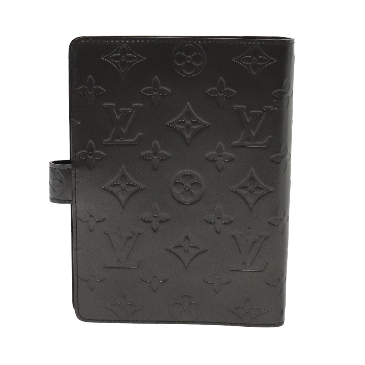LOUIS VUITTON Monogram Mat Agenda MM Day Planner Cover Black R20925 hk1356