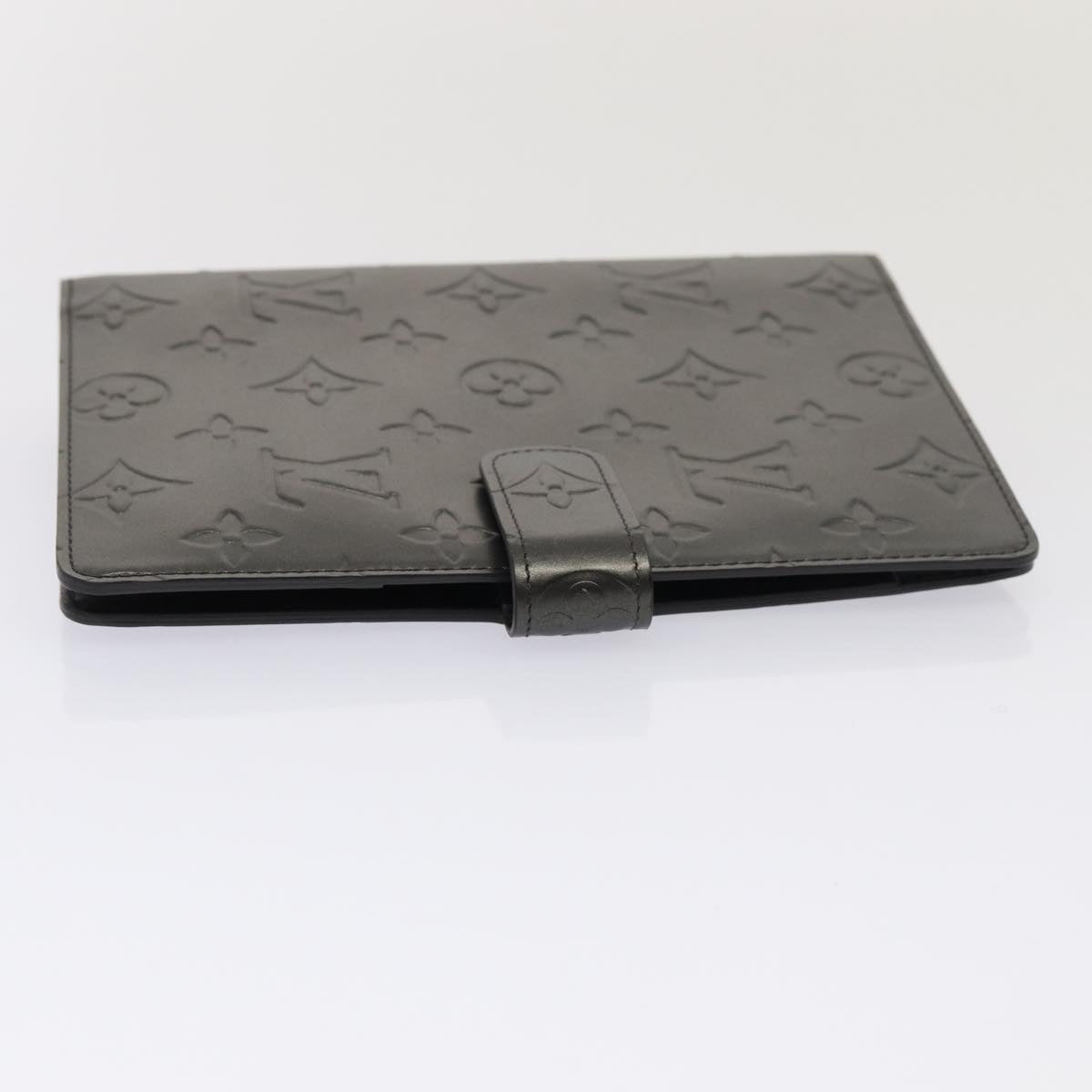 LOUIS VUITTON Monogram Mat Agenda MM Day Planner Cover Black R20925 hk1356