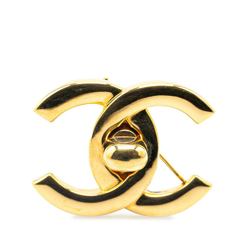 Chanel Coco Mark Turnlock Brooch Gold