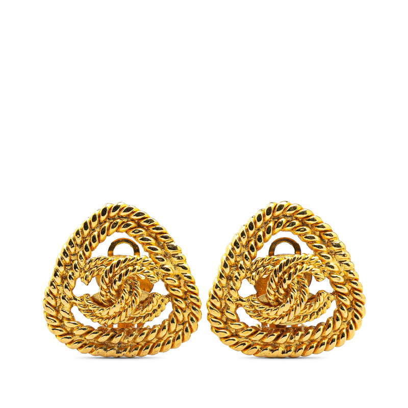 Chanel Coco Mark Triangle Earrings Gold