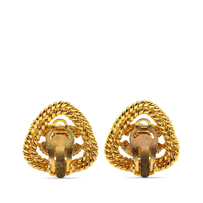 Chanel Coco Mark Triangle Earrings Gold