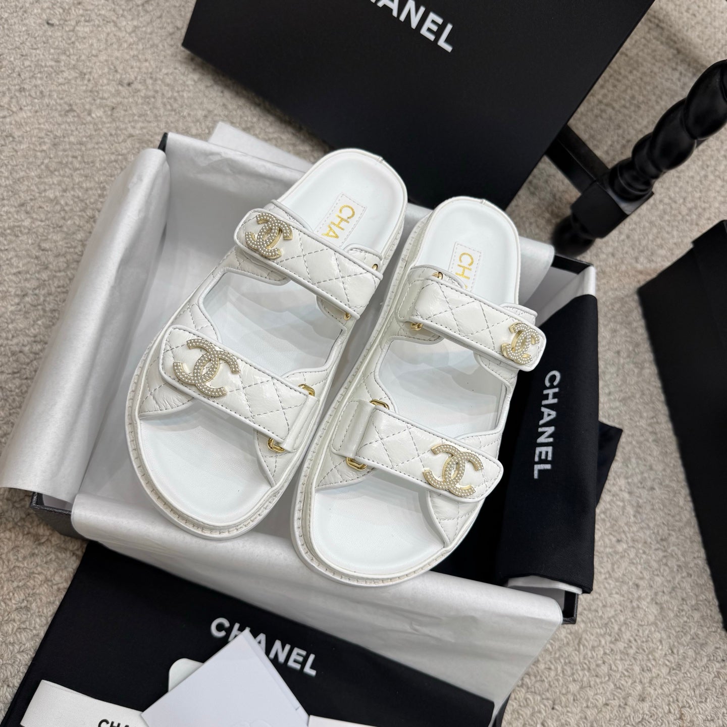 CHANEL 25S Dad Sandal Mule Calfskin Mop Logo