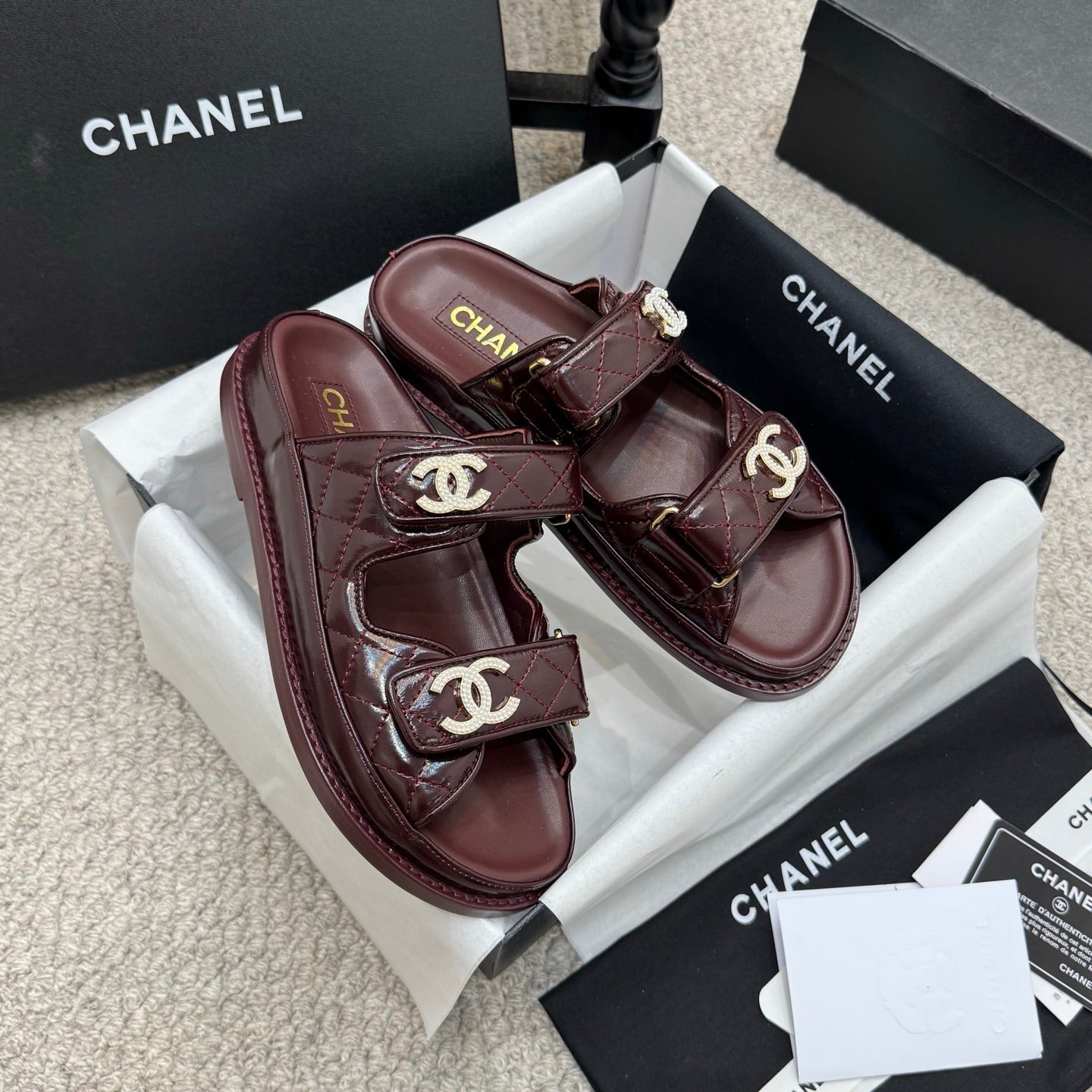 CHANEL 25S Dad Sandal Mule Calfskin Mop Logo