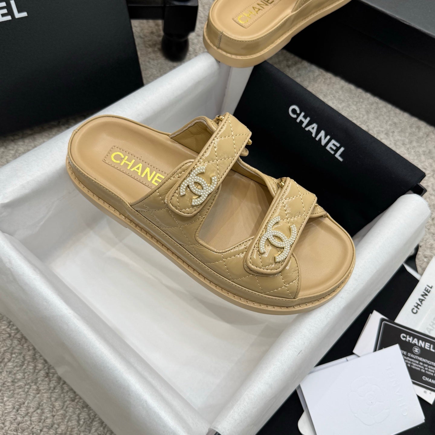 CHANEL 25S Dad Sandal Mule Calfskin Mop Logo