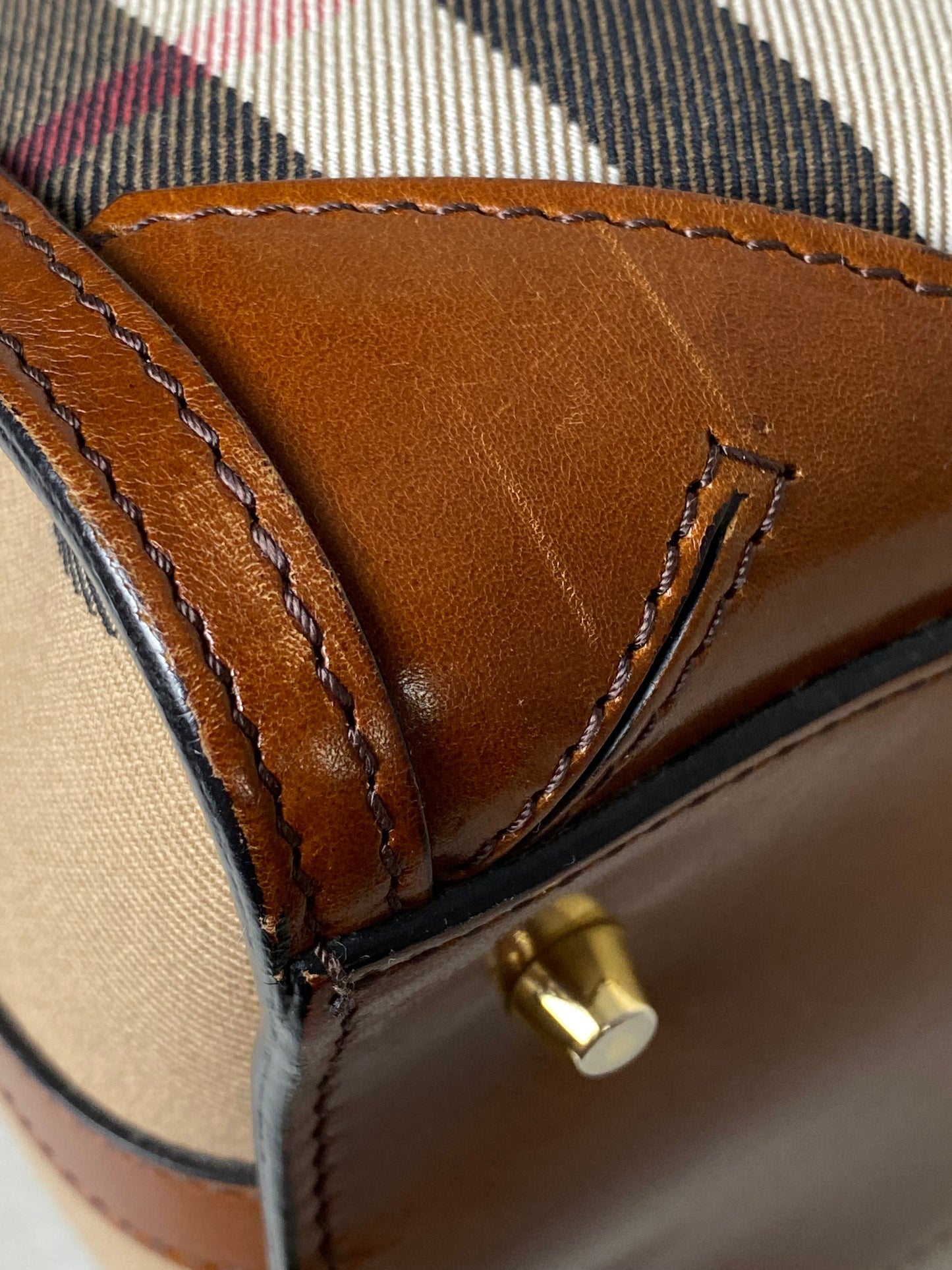 Burberry Brown Bridle House Check Bowling Tote Bag