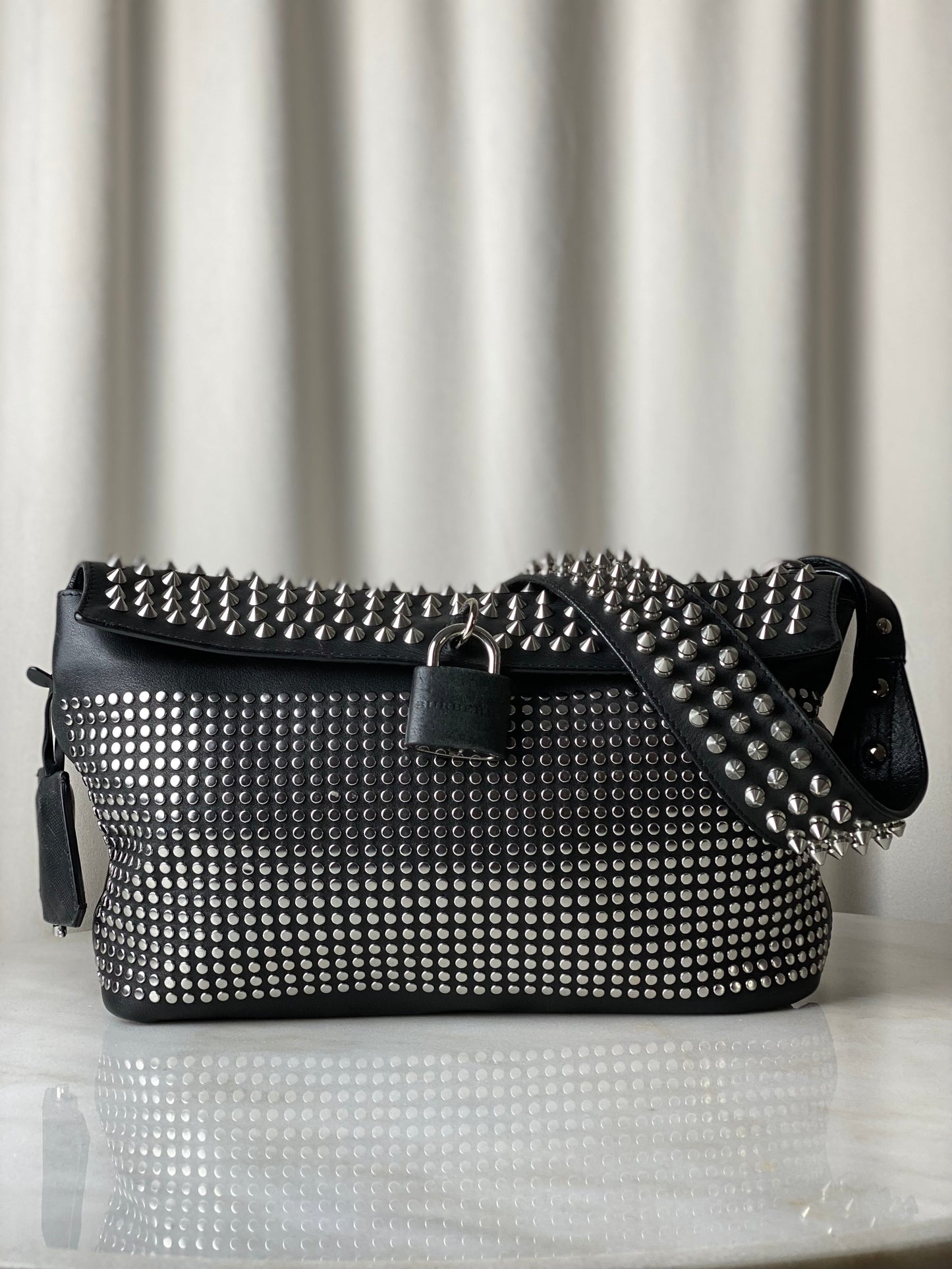 Burberry Black Dalston Studded Medium Bag