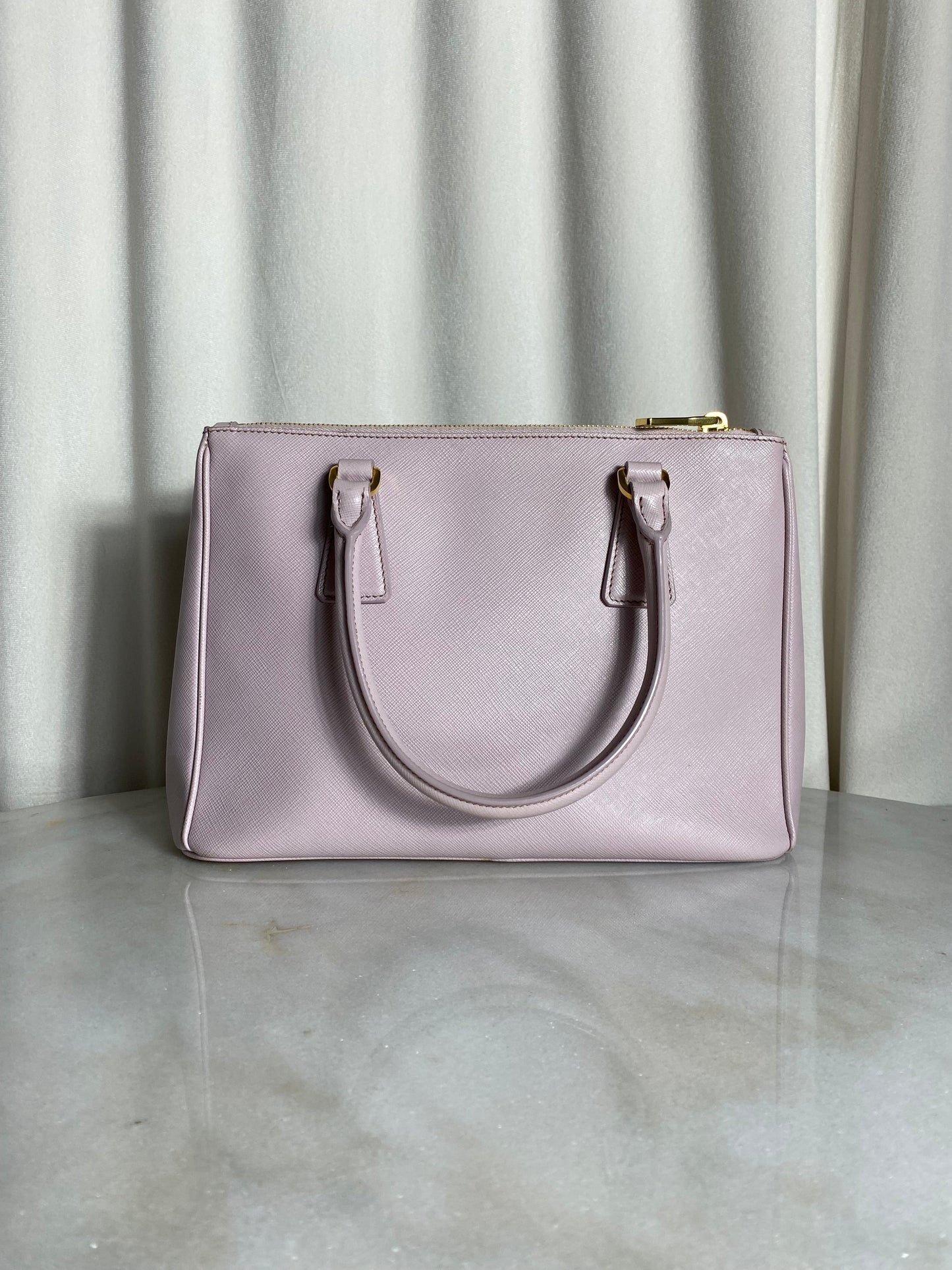 Prada Light Purple Double Zip Tote Bag W/ Strap