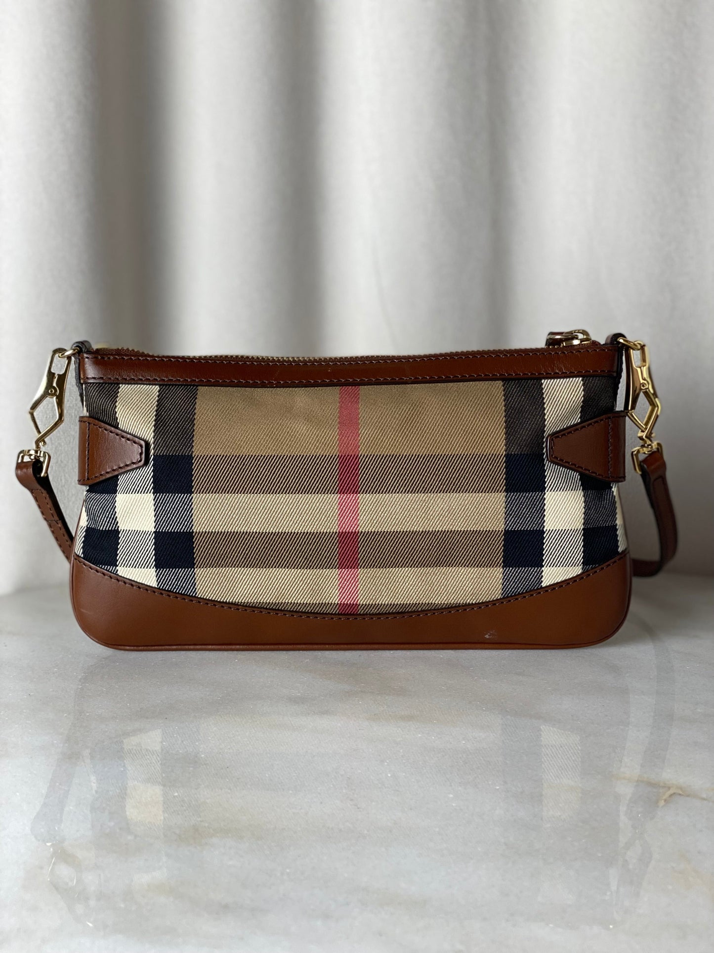 Burberry Camel Beyton Bridle House Check Crossbody Bag