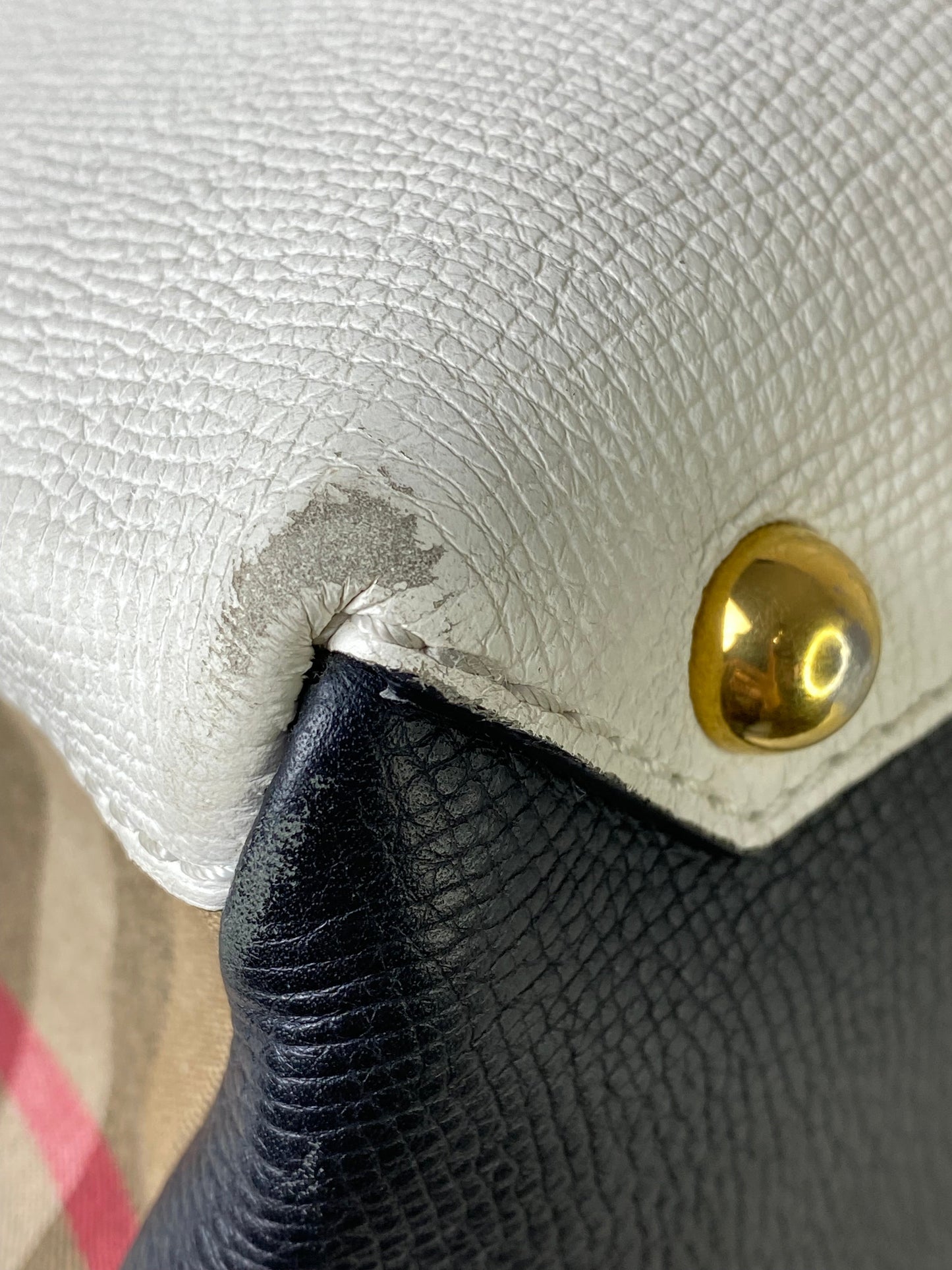 Burberry Bicolor Camberley House Check Top Handle Bag