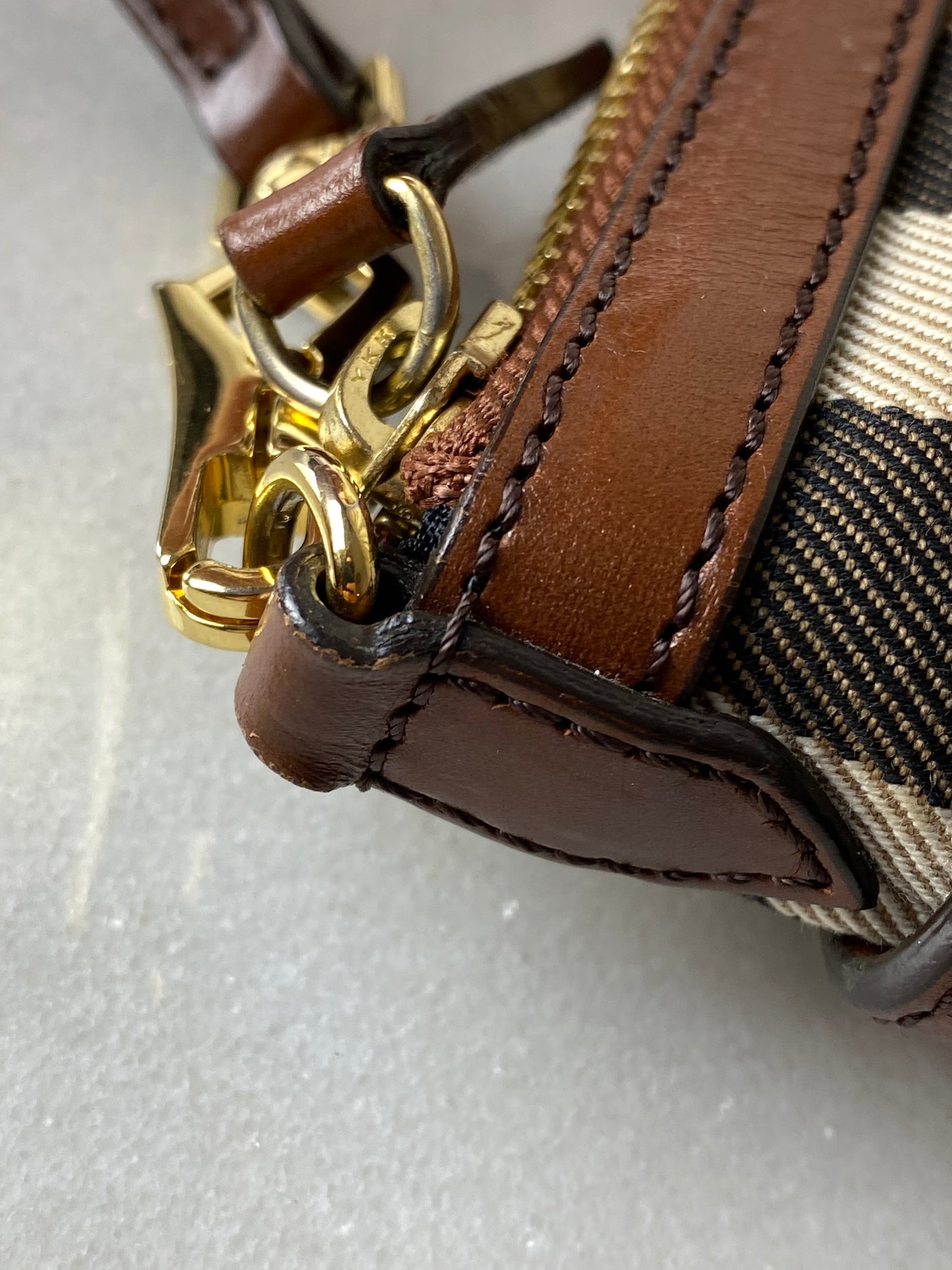Burberry Camel Beyton Bridle House Check Crossbody Bag
