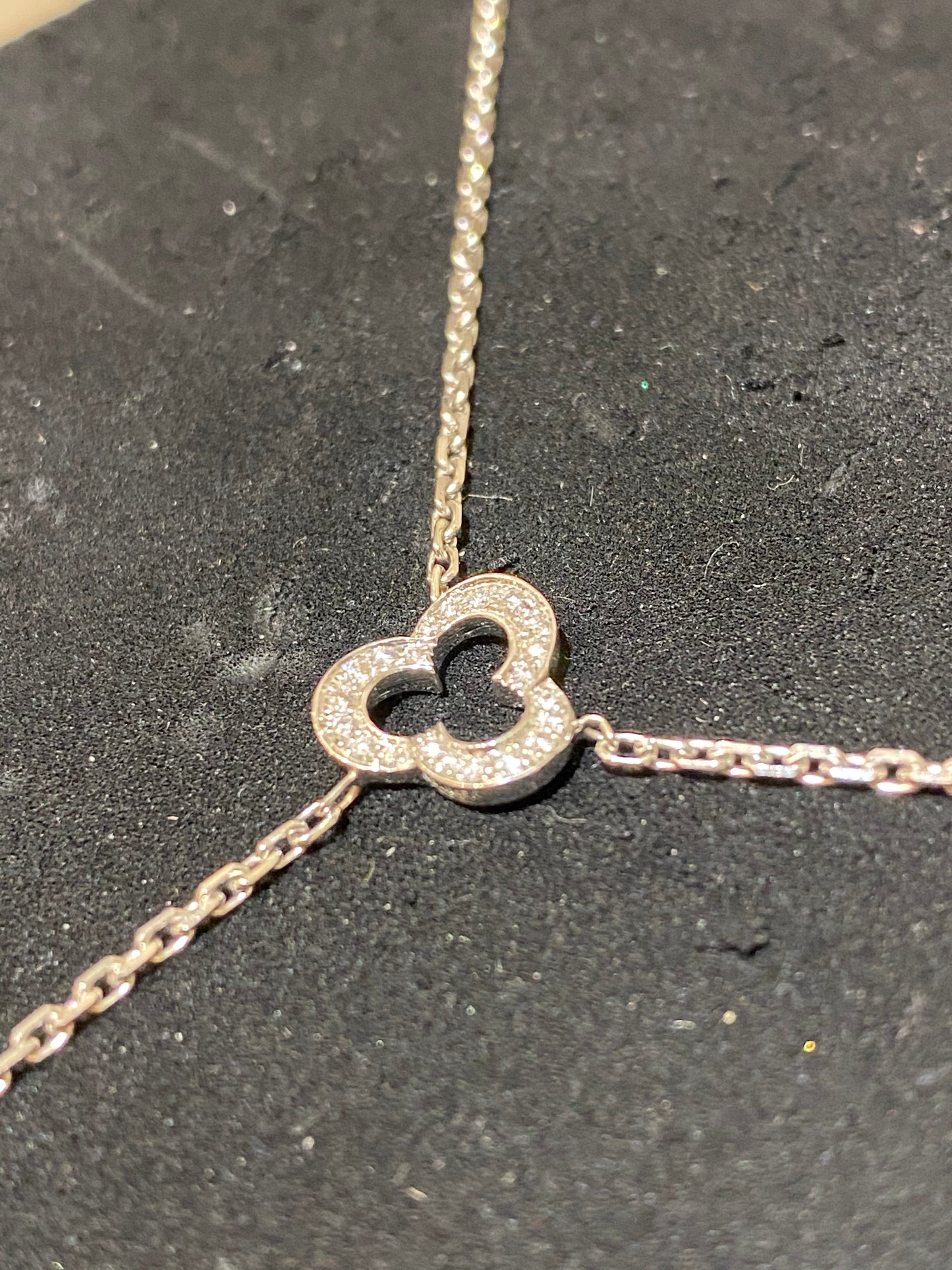 Chanel 18K White Gold Diamond Onyx Sculpte Drop Necklace