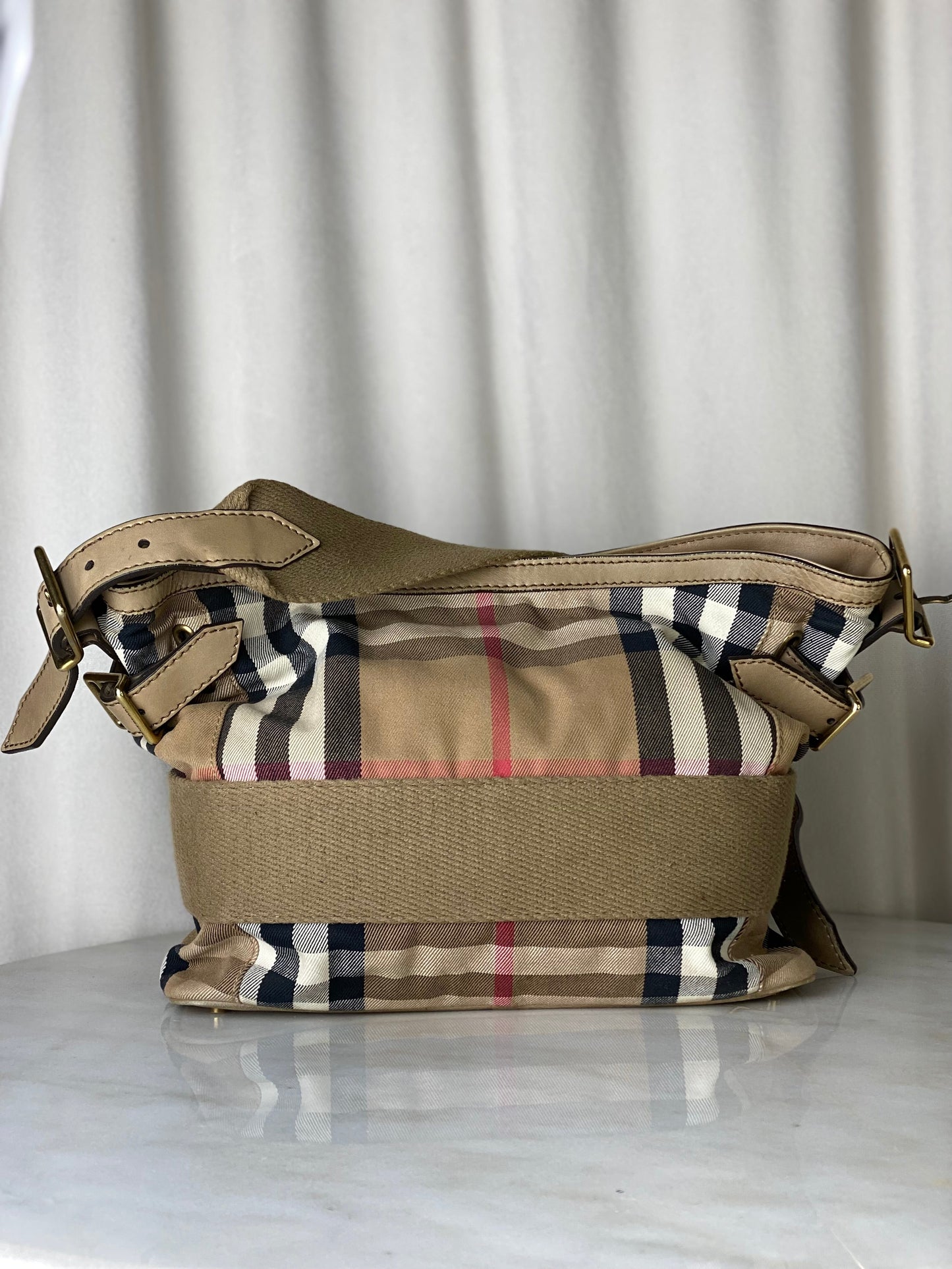 Burberry Beige House Check Hobo Bag