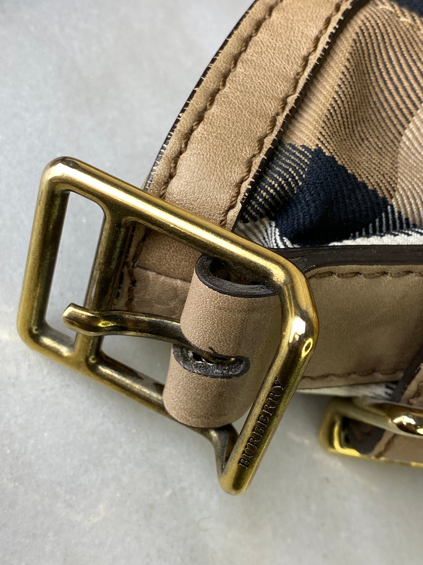 Burberry Beige House Check Hobo Bag