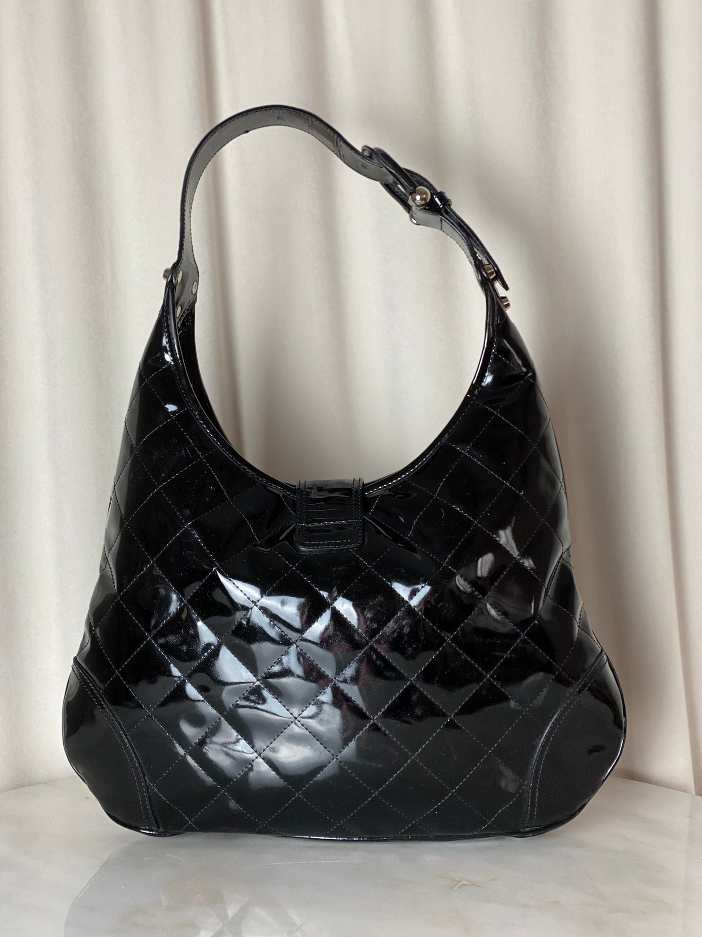 Burberry Black Vernis Hobo Bag