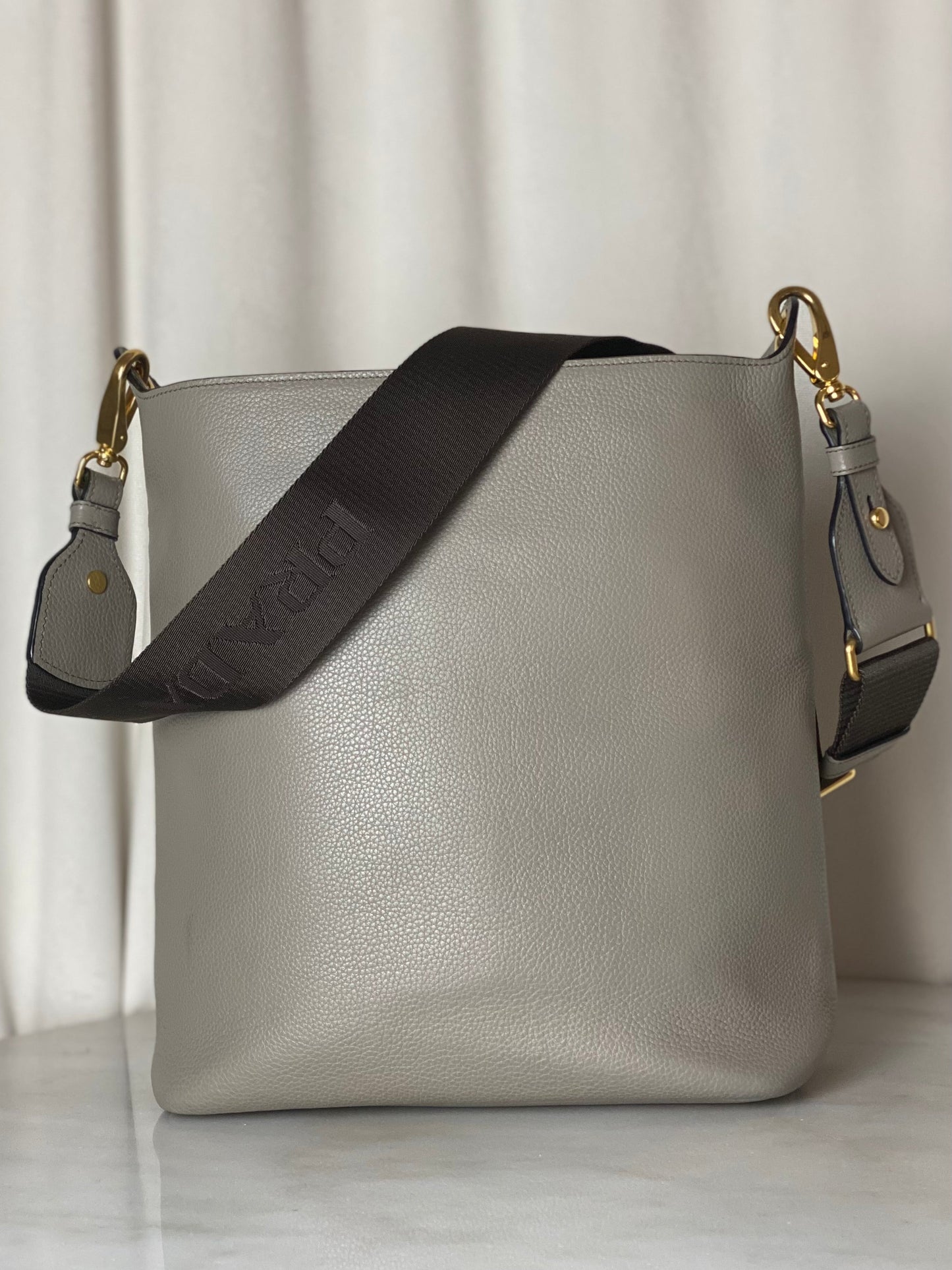 Prada Grey Vitello Daino Euro Leder Schultertasche Crossbody Bag