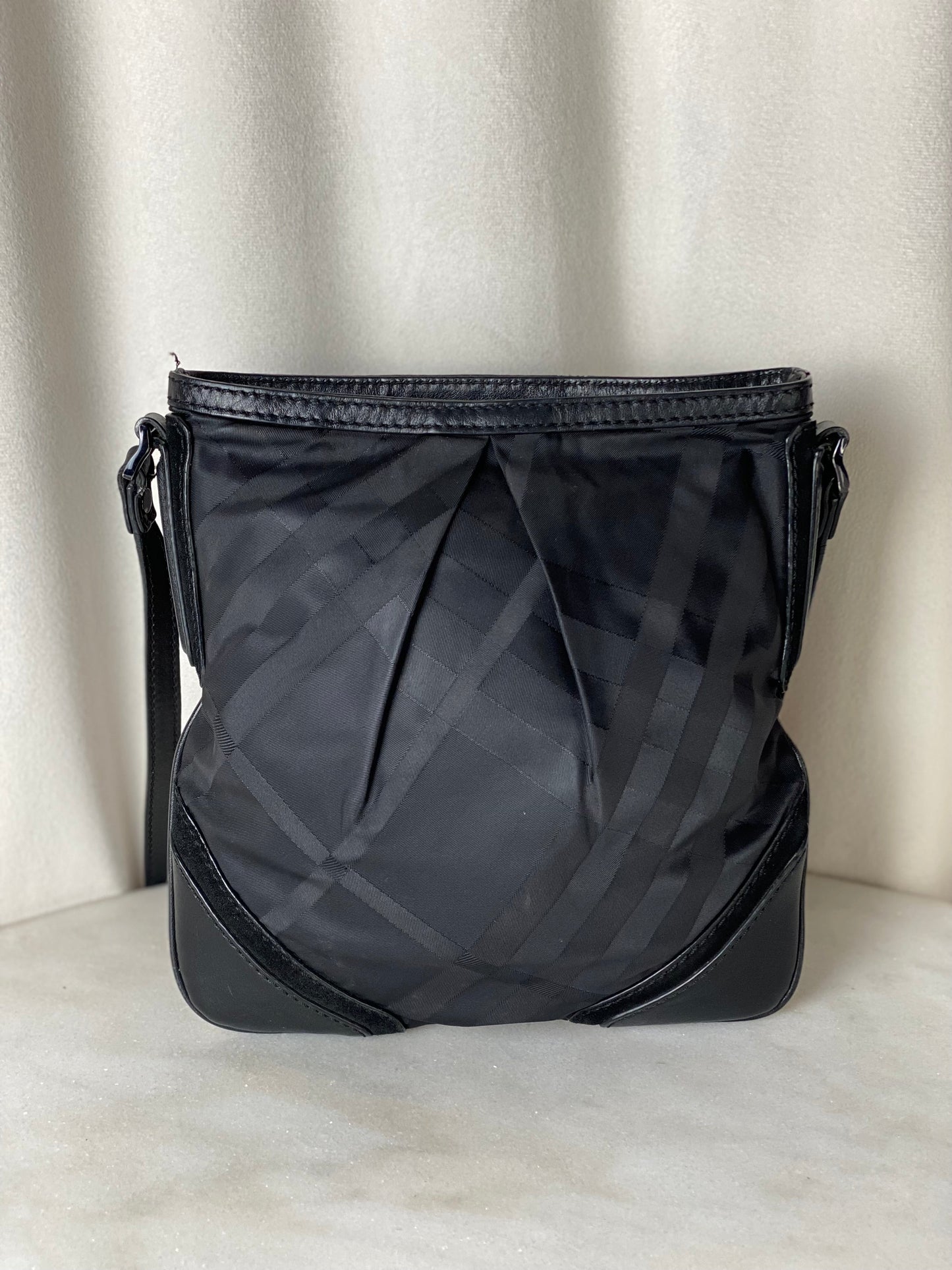 Burberry Black Smocked Check Crossbody Bag