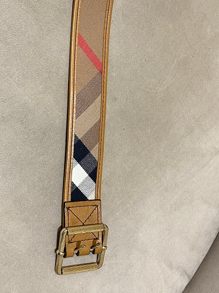 Burberry Camel Haymarket Belt 42