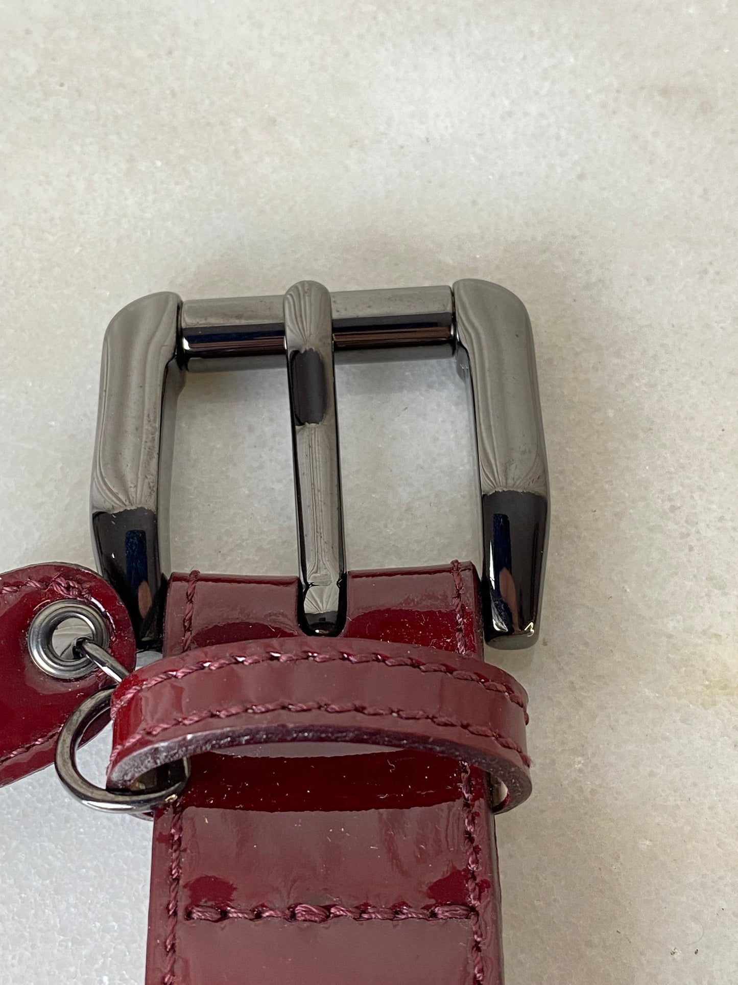 Burberry Dark Red Vernis House Check Belt 44