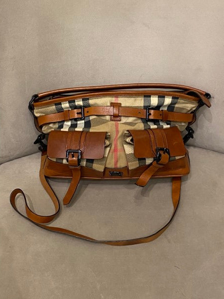 Burberry Brown Haymarket Front Pocket Bag