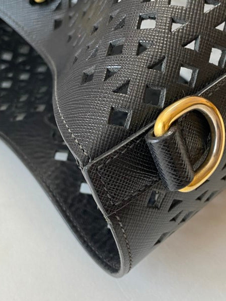 Prada Black Perforated Tote Bag
