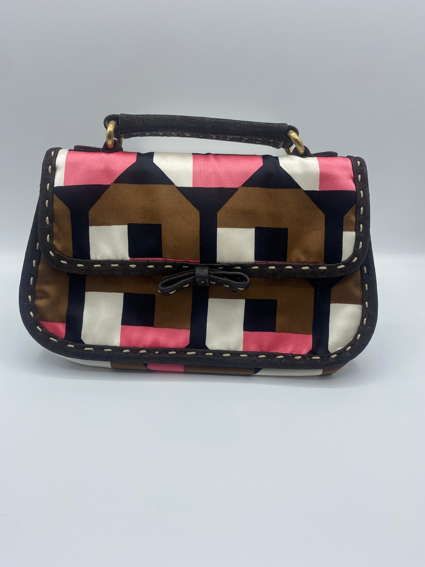 Prada Brown and Pink small Patterned Bag
