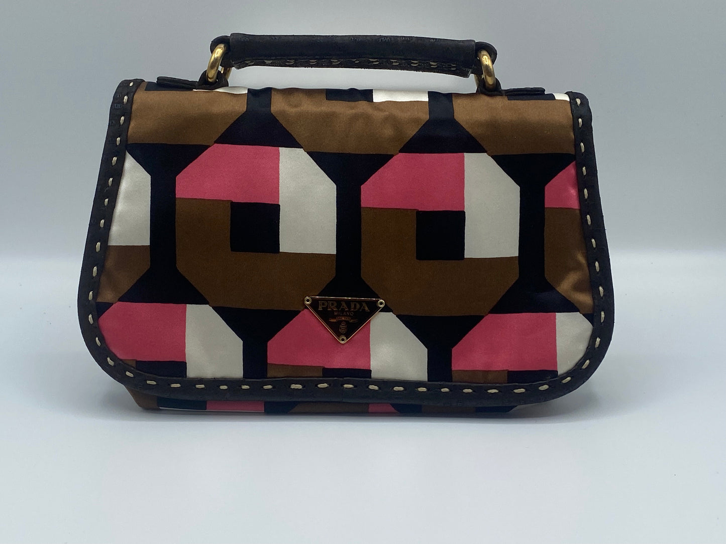 Prada Brown and Pink small Patterned Bag