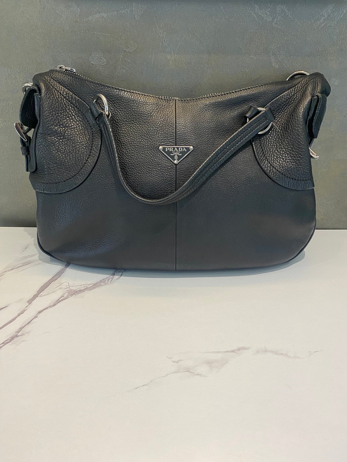 Prada Black Leather Shoulder Bag