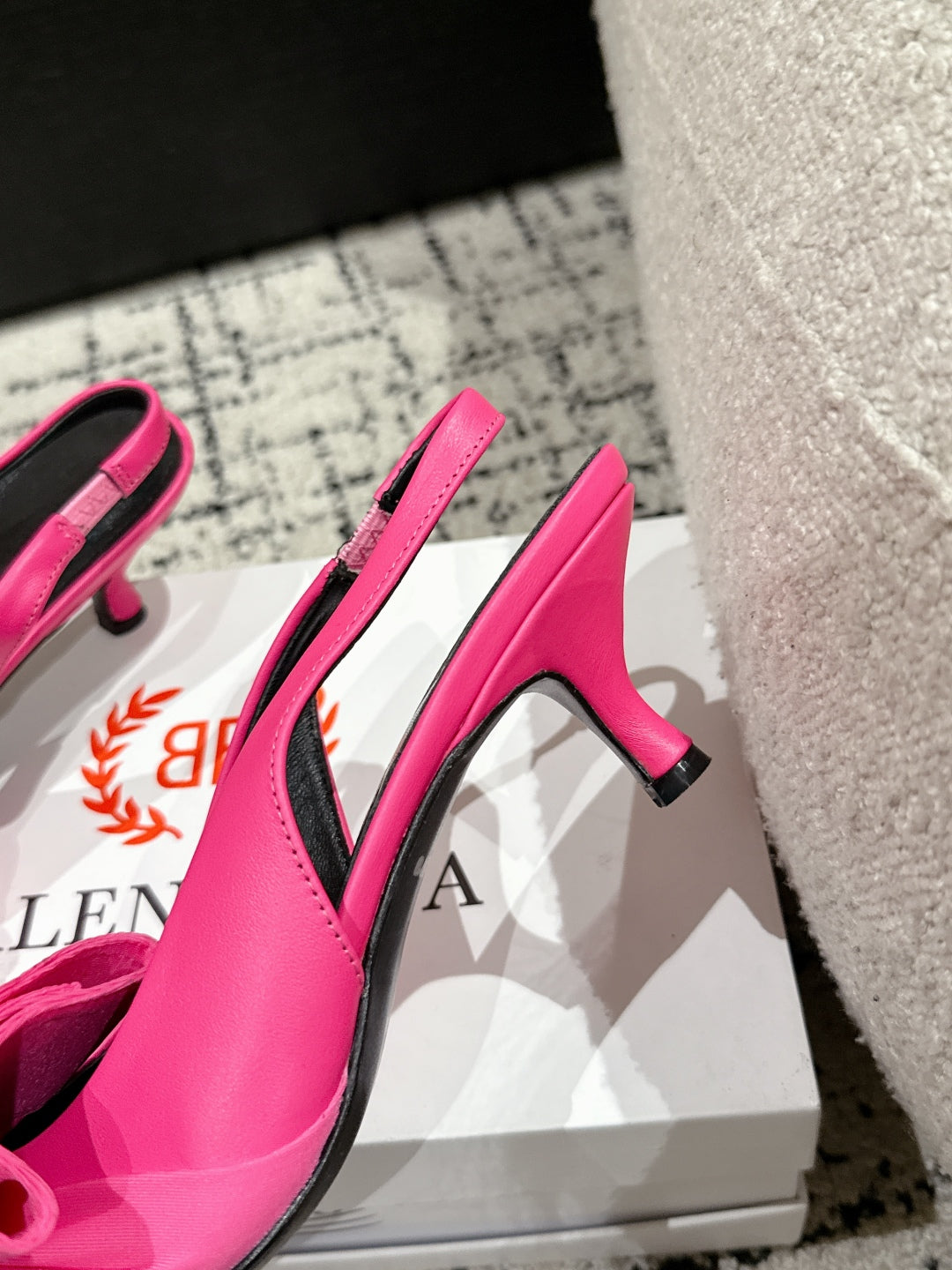 Balanciaga KNIFE CHEMISE 45MM SLINGBACK IN PUNCH PINK COTTON AND CALFSKIN