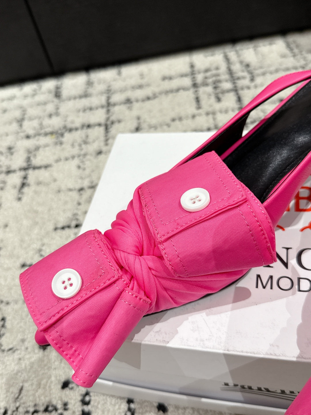 Balanciaga KNIFE CHEMISE 45MM SLINGBACK IN PUNCH PINK COTTON AND CALFSKIN