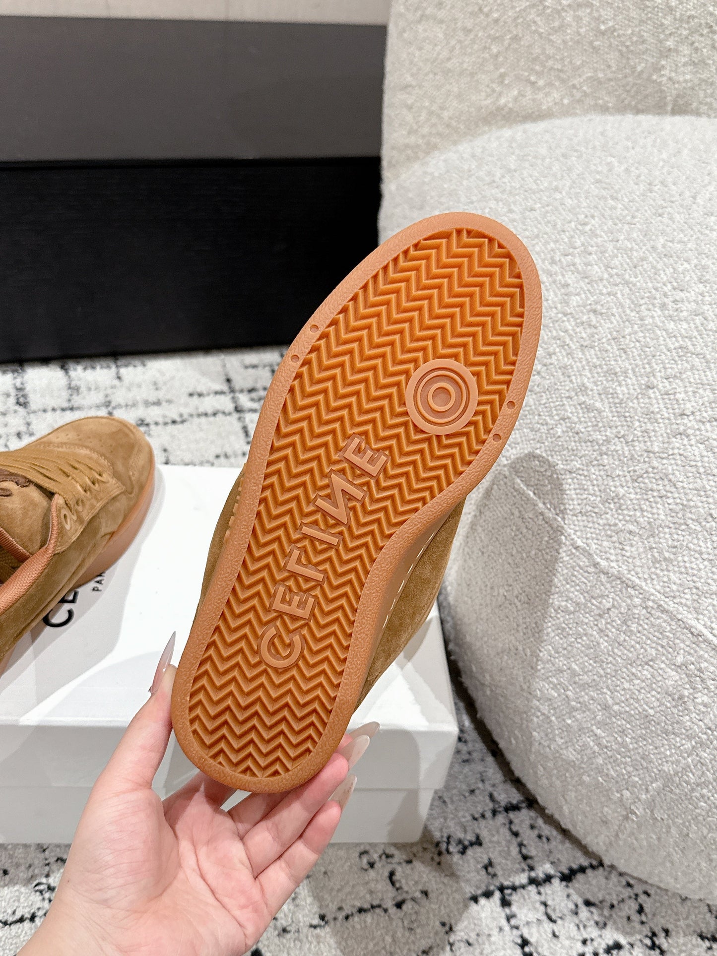 Celine CELINE 25C Huntington Low Top Sneaker Copper Brown Suede 232345