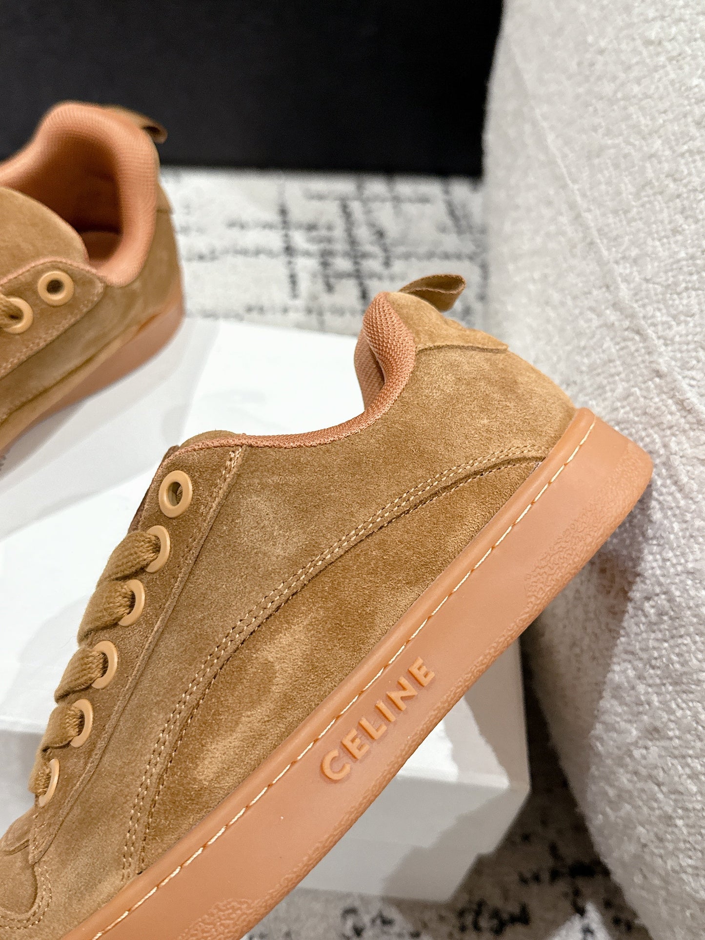 Celine CELINE 25C Huntington Low Top Sneaker Copper Brown Suede 232345