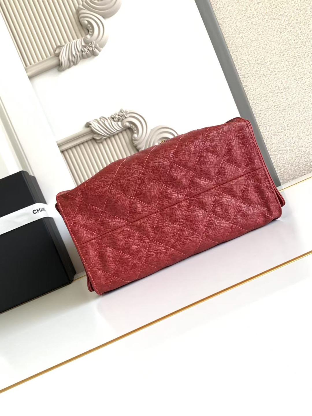 CHANEL 25C Hobo Bag 30cm Dark Red Grained Calfskin