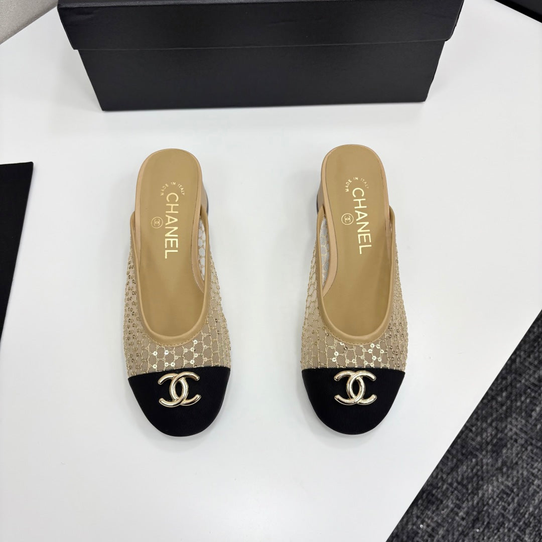 CHANEL 25 Mule Heel Mesh and Tweed 270797