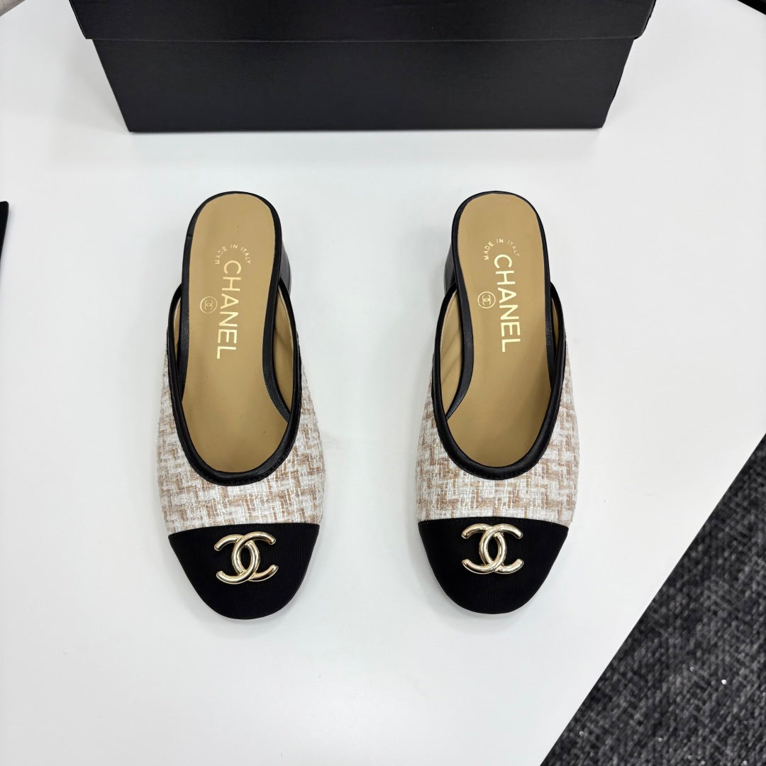 CHANEL 25 Mule Heel Mesh and Tweed 270797
