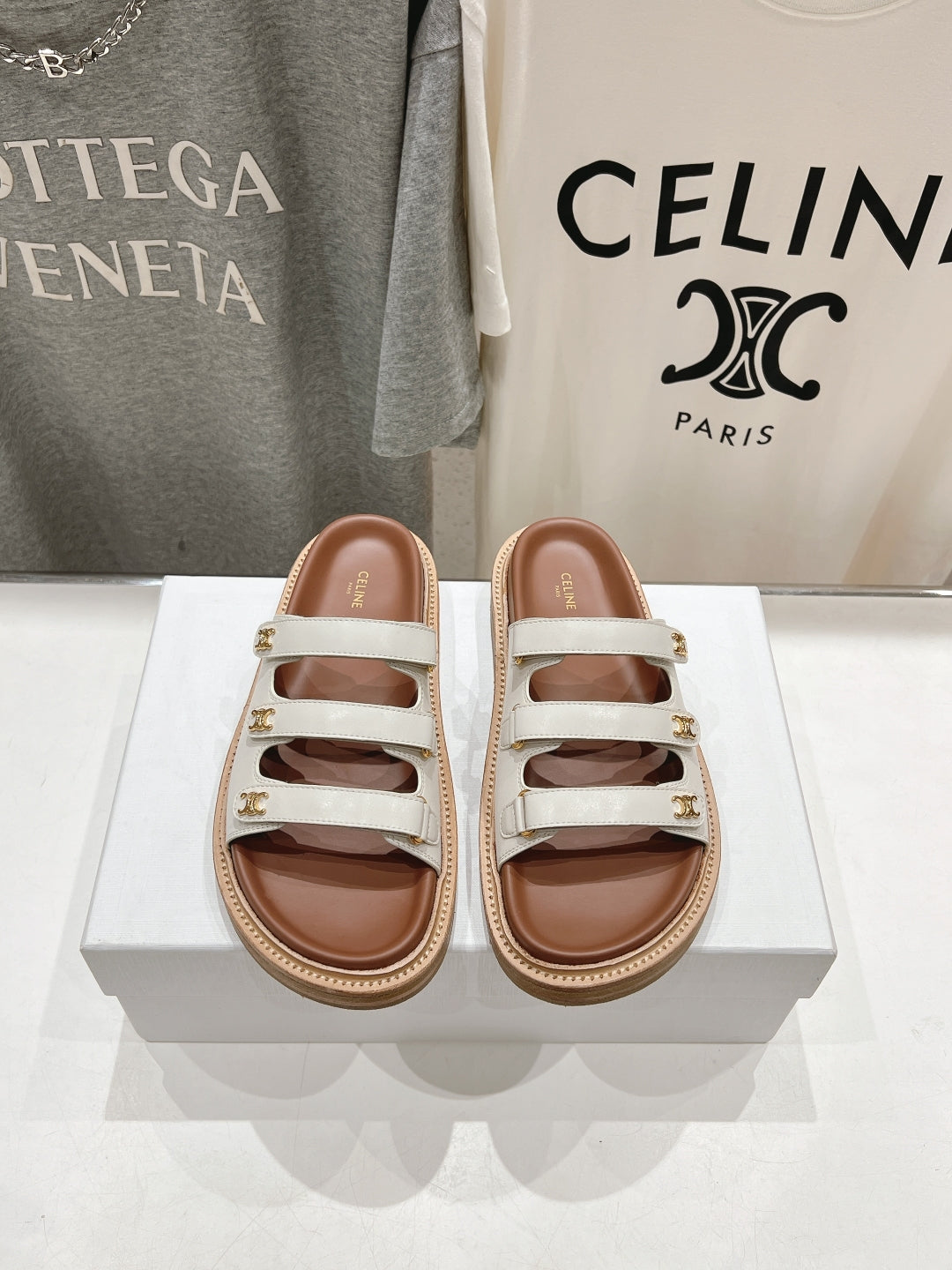 Celine CELINE Dad Sandal Mule White Cowhide 236752