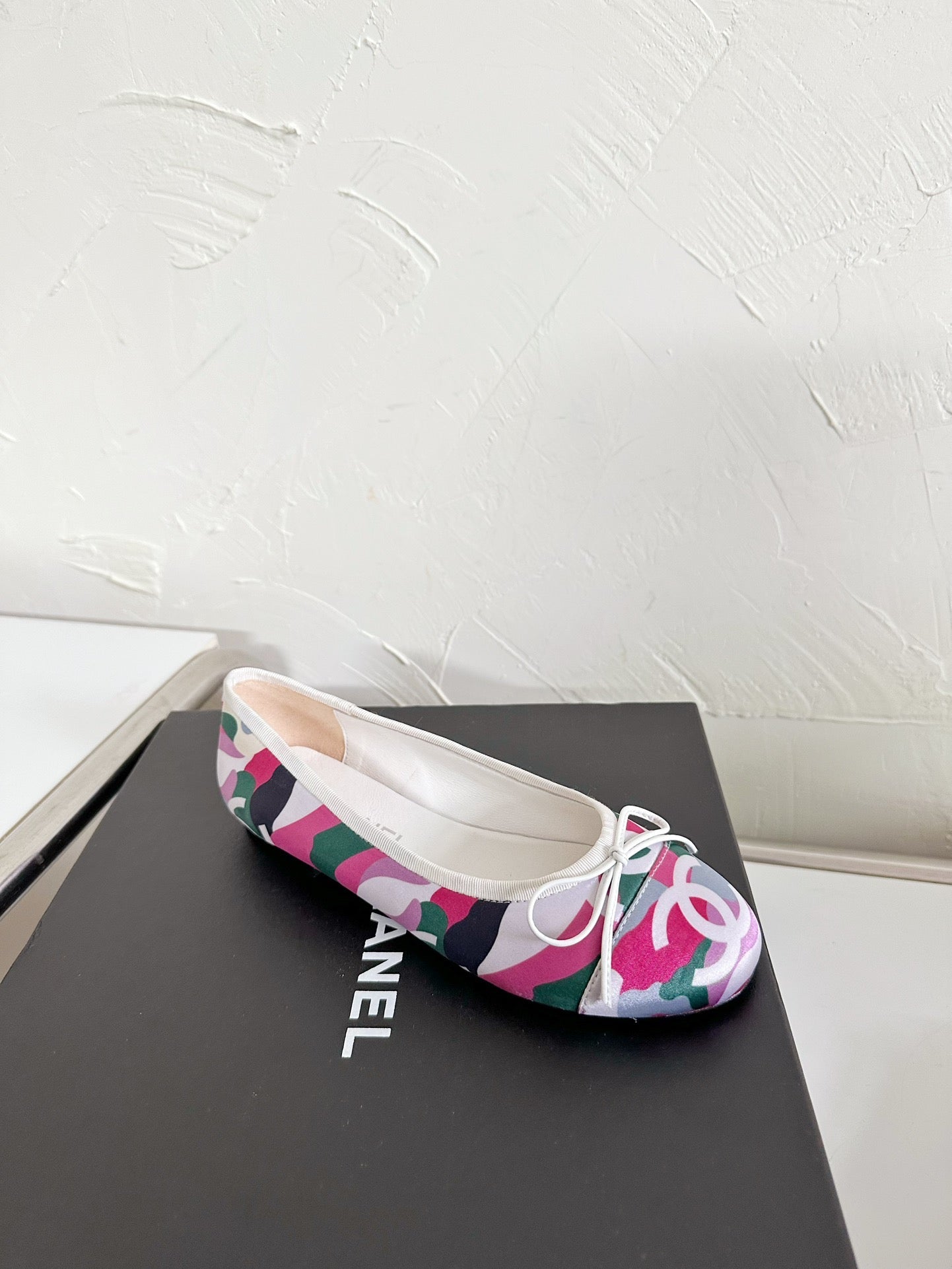 CHANEL Ballet Flats Pink Cloth