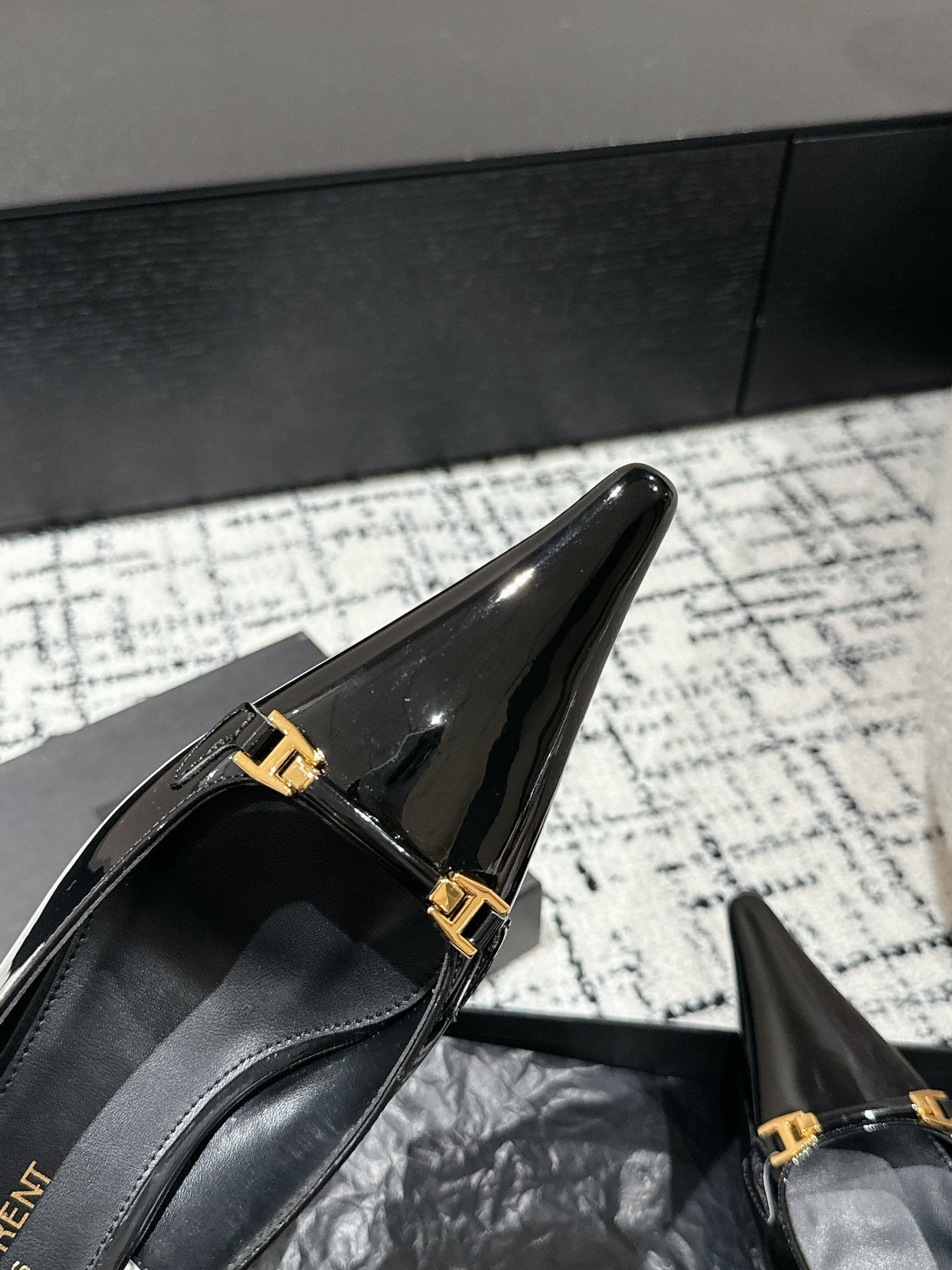 Saint Laurent SL CARINE SLINGBACKS PUMP 45 BLACK CALFSKIN