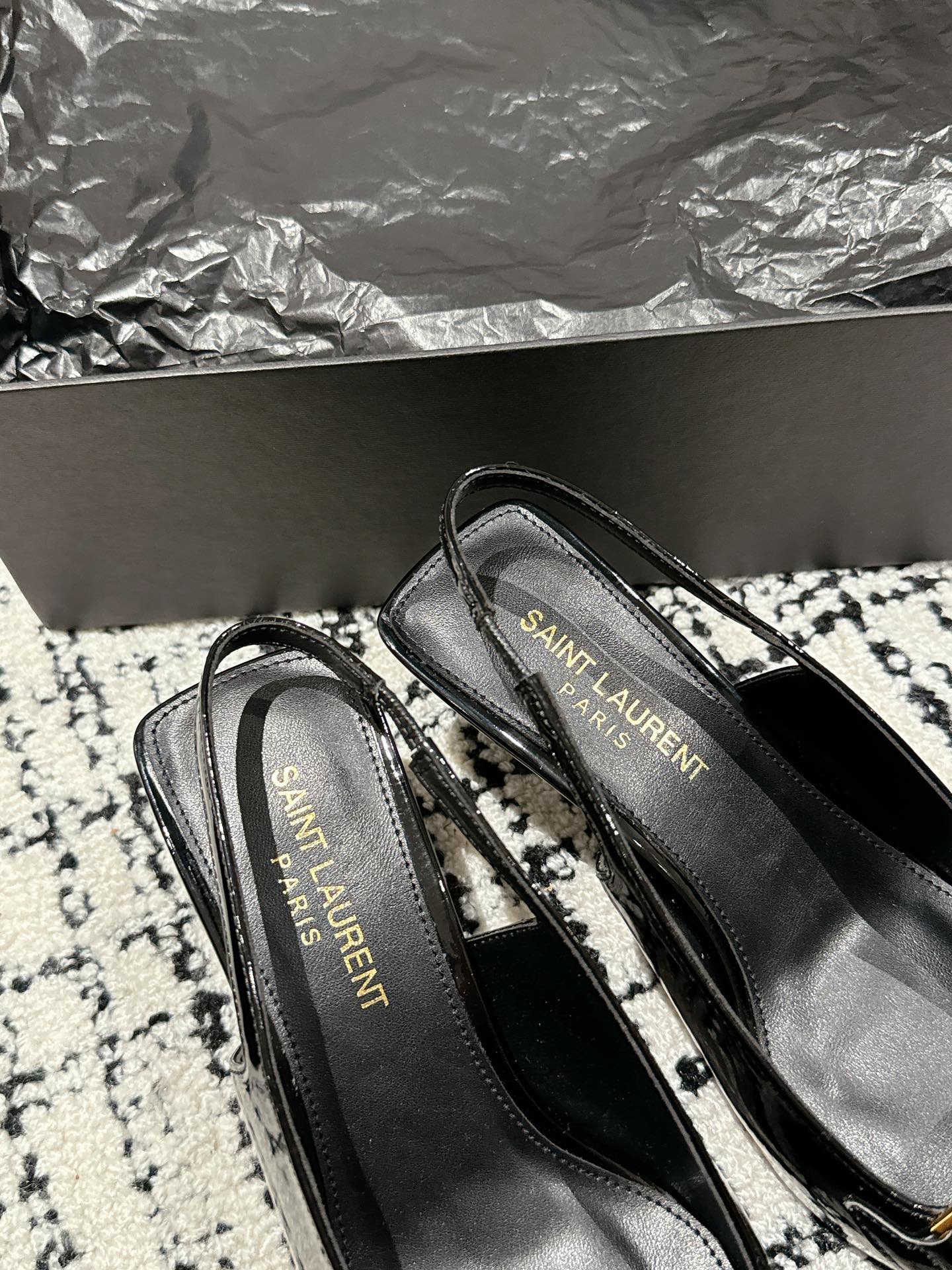 Saint Laurent SL CARINE SLINGBACKS PUMP 45 BLACK CALFSKIN
