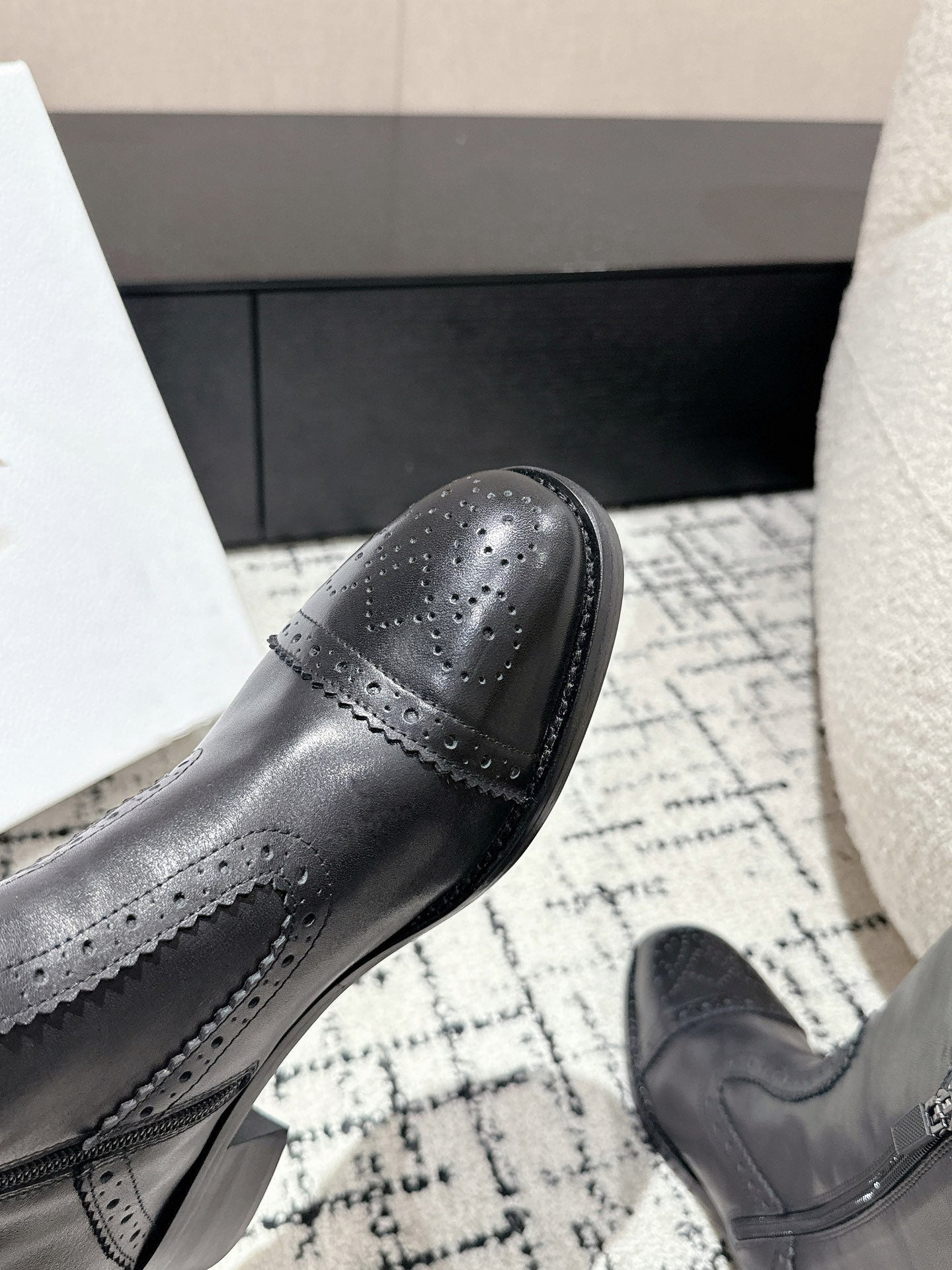 DIOR Ankle Boots Black Classic Pattern Calfskin