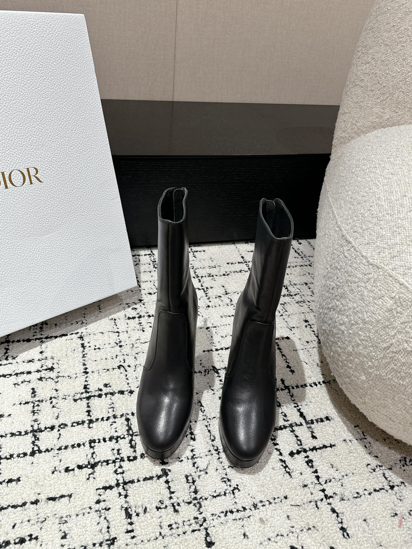 DIOR Ankle Boots 100mm Black Lambskin