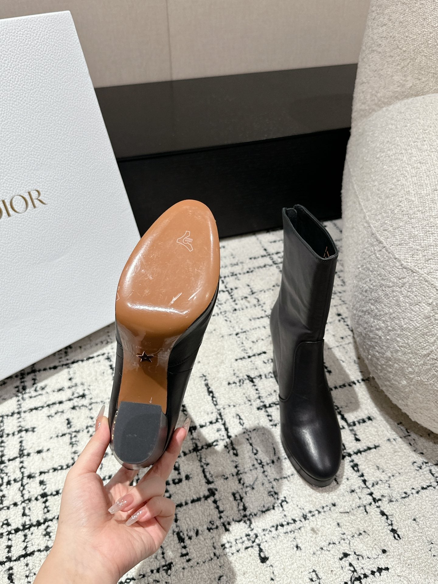 DIOR Ankle Boots 100mm Black Lambskin