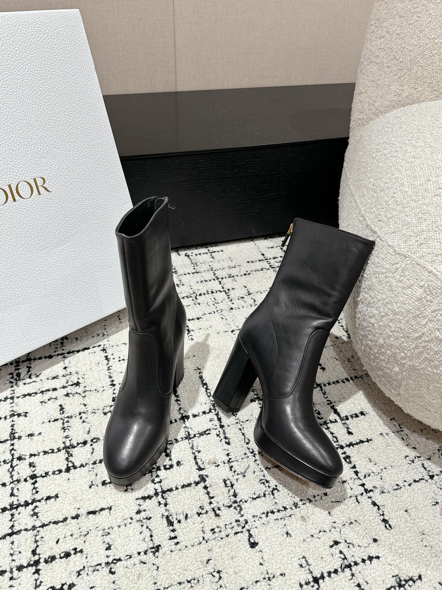 DIOR Ankle Boots 100mm Black Lambskin