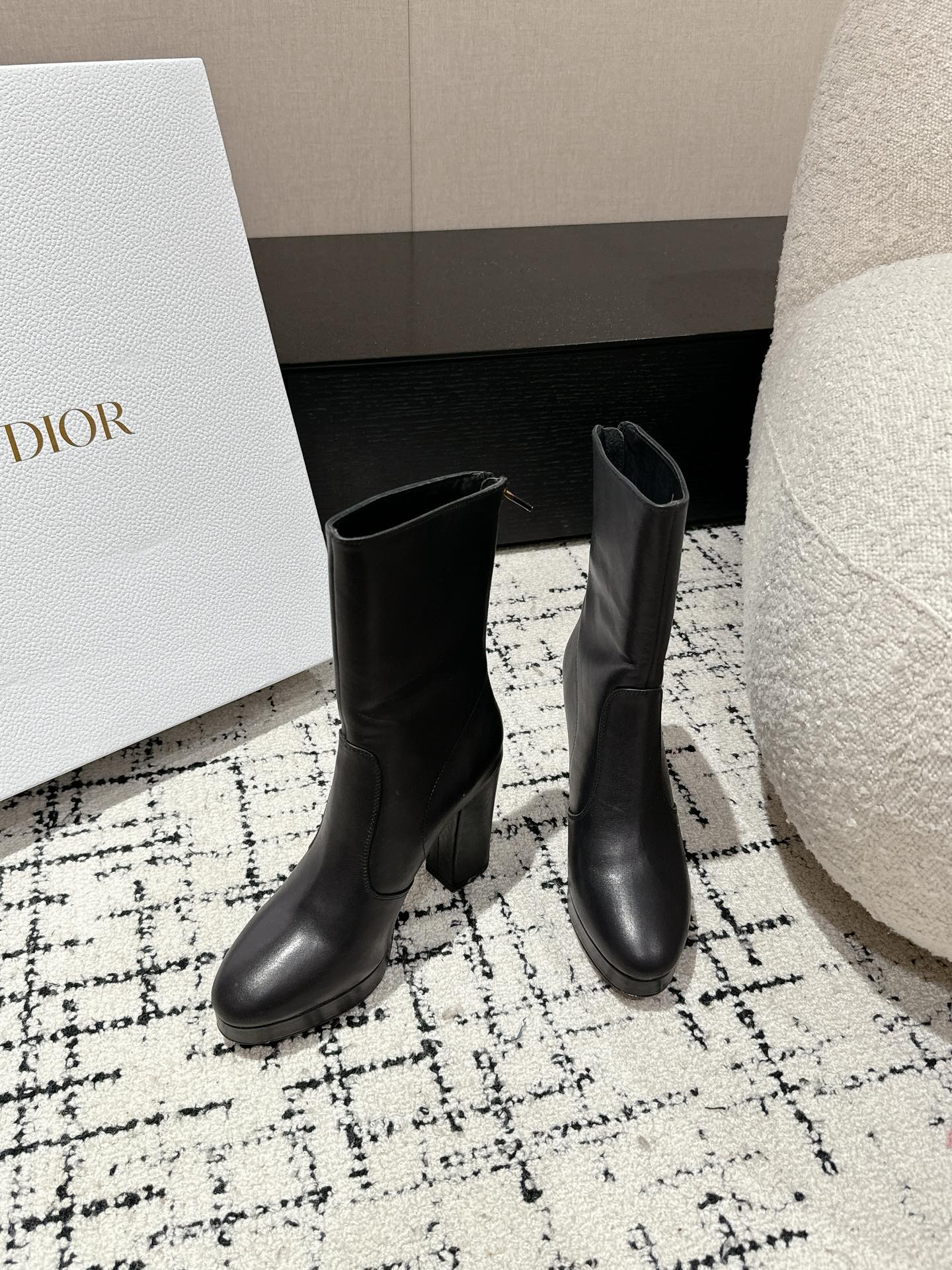 DIOR Ankle Boots 100mm Black Lambskin